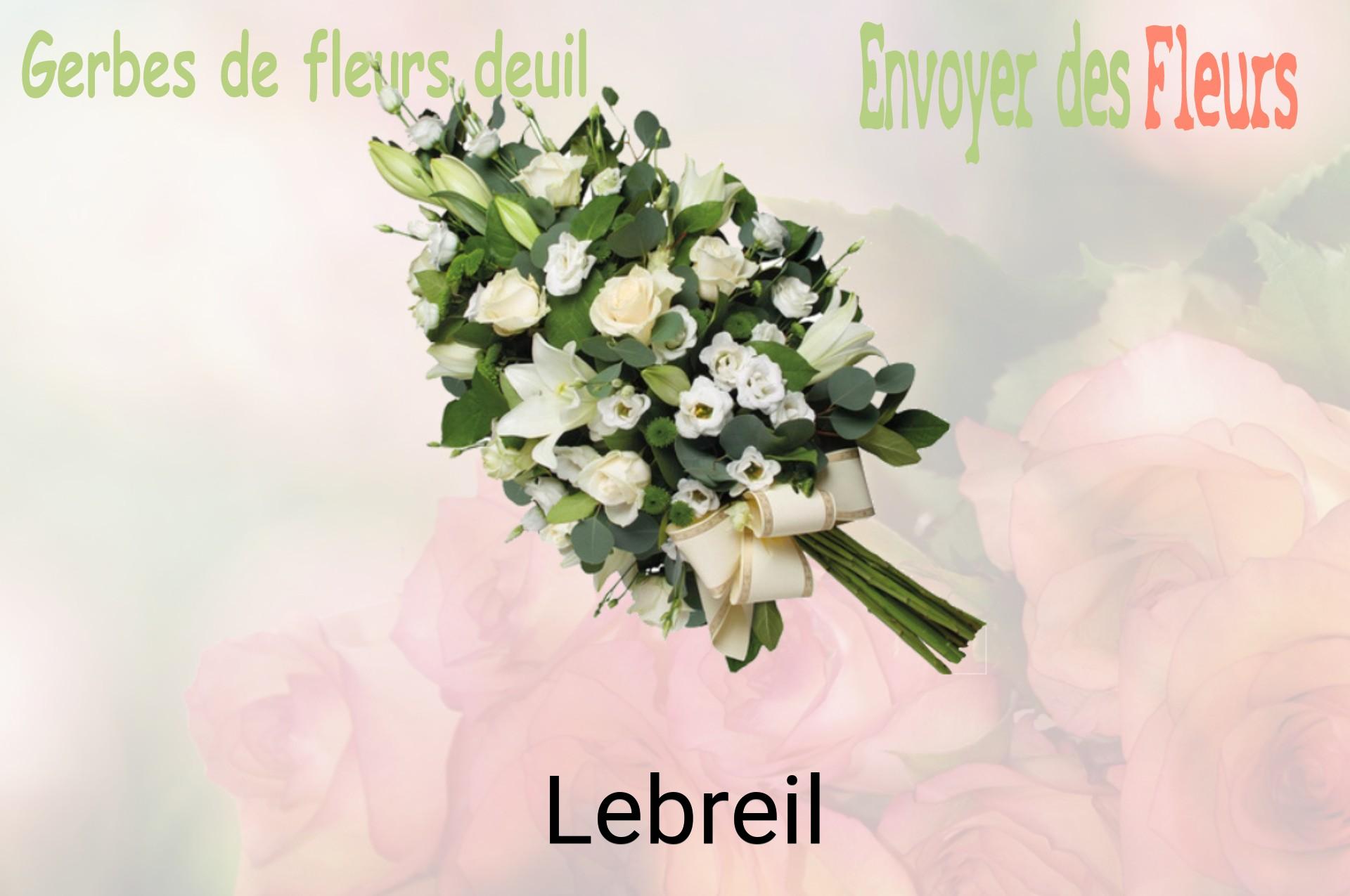 Gerbe de fleurs de deuil livrée à Lebreil